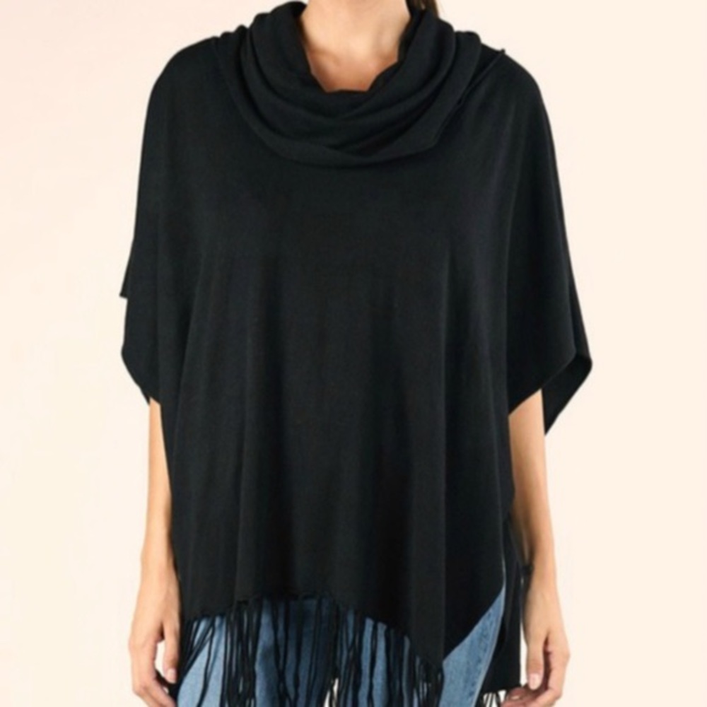 Lovestitch black cowl neck poncho sz M